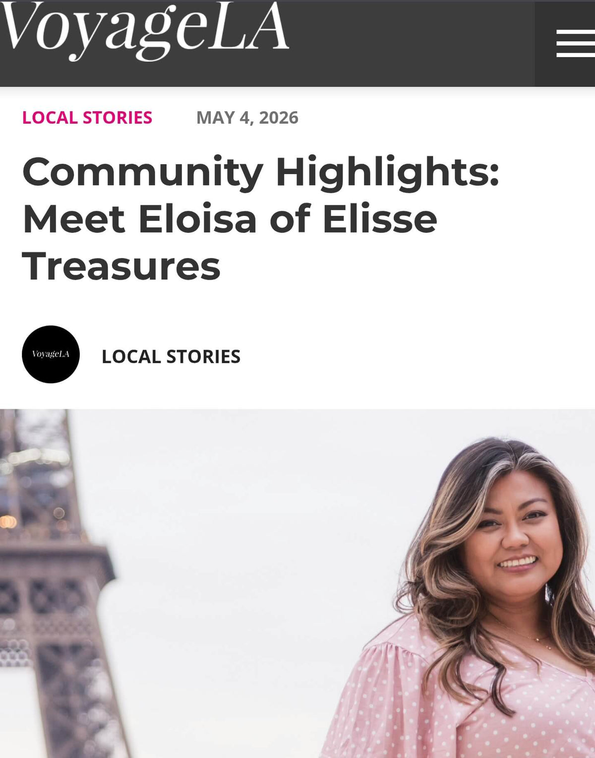Elisse Treasures Featured in VoyageLA