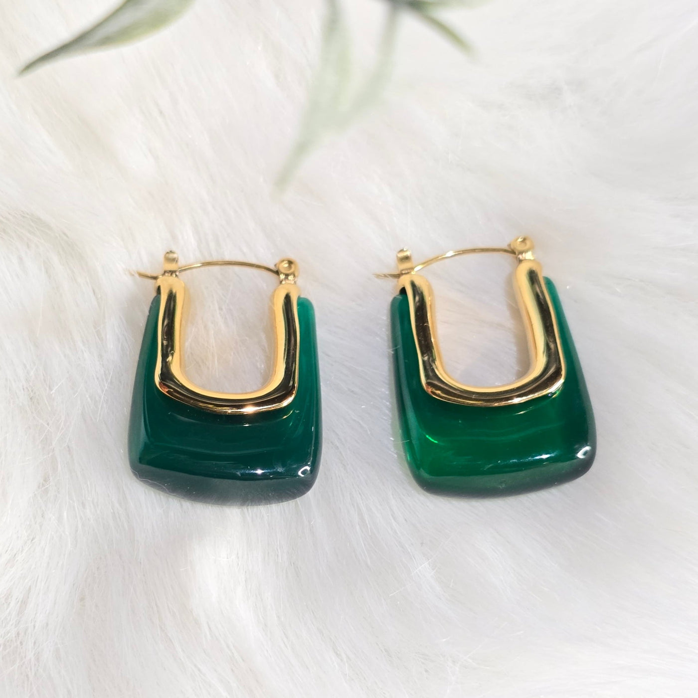 Emerald Hoop Earrings