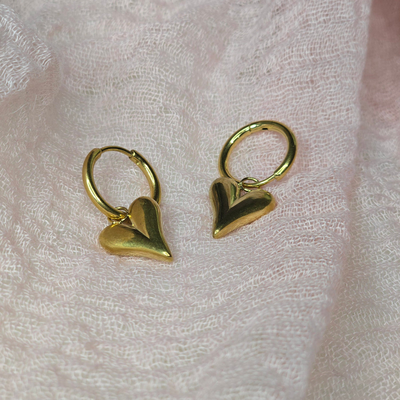 Bold Heart Huggie Earrings