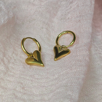 Bold Heart Huggie Earrings