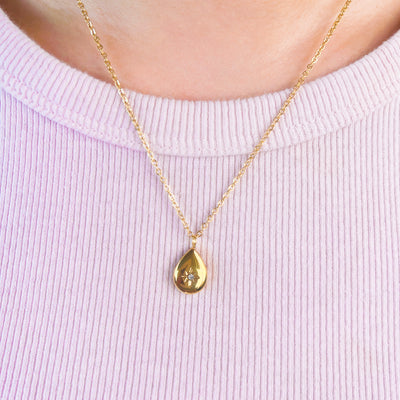 Gold Water Drop Eight Awn Necklace Elisse Treasures