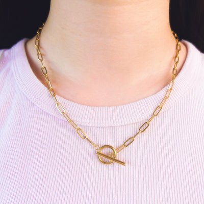 Golden Glow Paperclip Chain Necklace Elisse Treasures