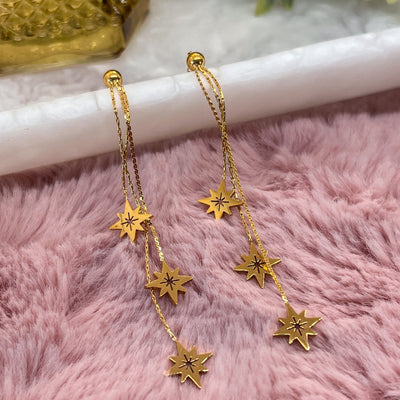 Eight Awn Star Tassle Earrings - Elisse Treasures - Jewelry - Elisse Treasures