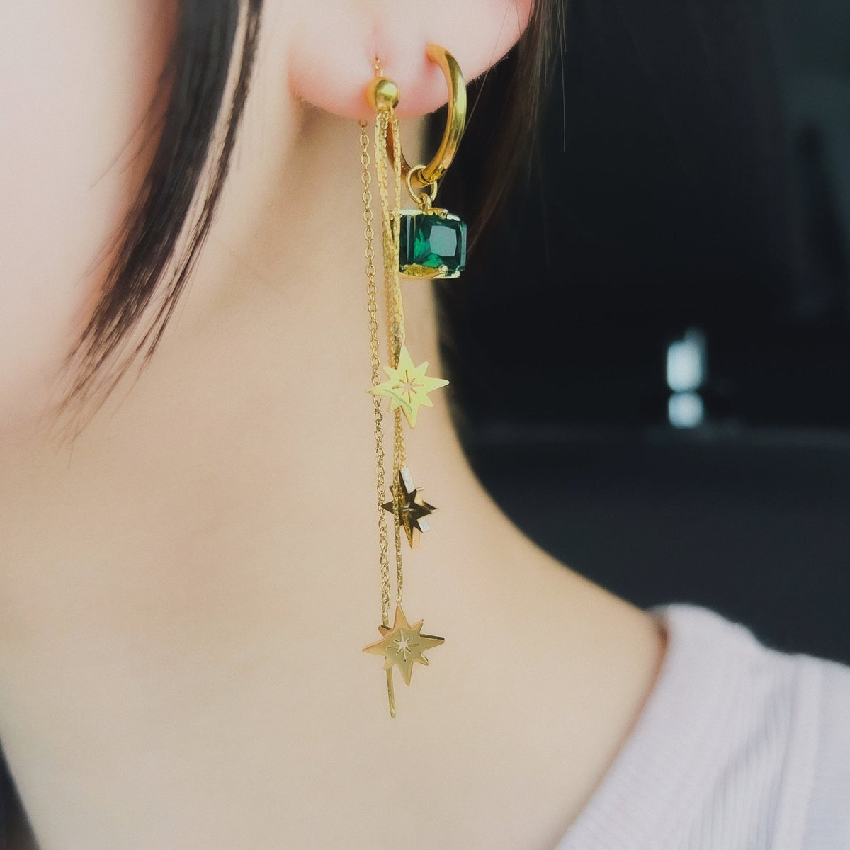 Emerald Huggie Earrings - Elisse Treasures - Jewelry - Elisse Treasures