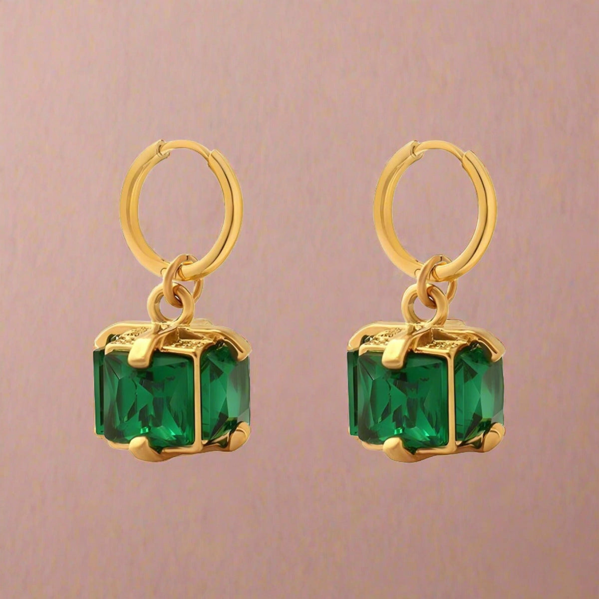 Emerald Huggie Earrings - Elisse Treasures - Jewelry - Elisse Treasures